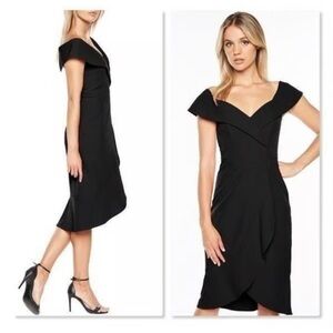 Bardot Black faux wrap size 8 Sheath Dress V-Neck Sleeveless